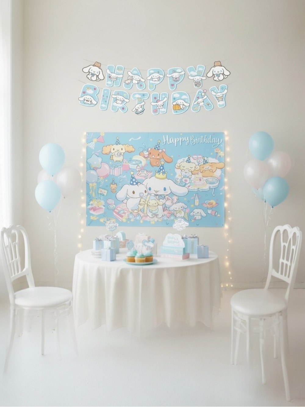 Sanrio Cinnamoroll Pastel Blue Happy Birthday Banner & Backdrop Set